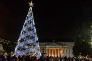 Lisbon by night in Christmas time