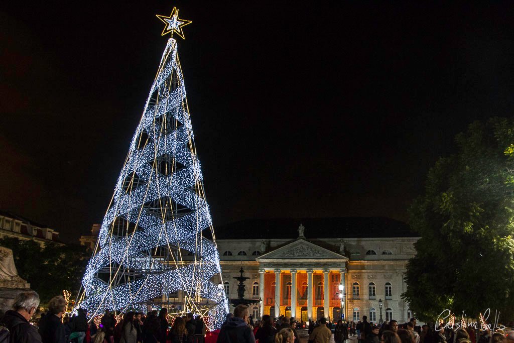 Lisboa à noite no Natal